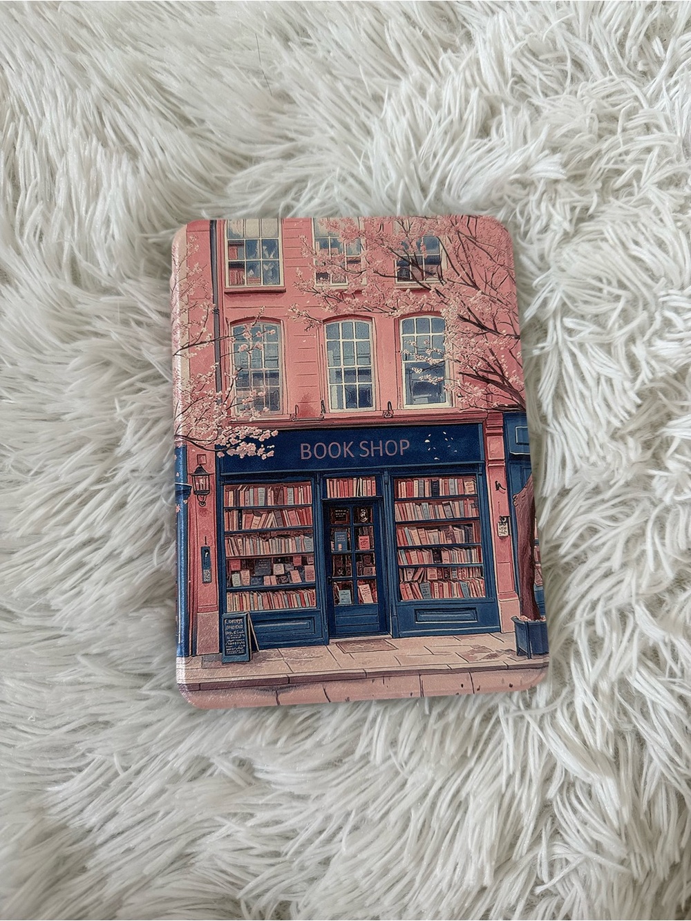 Pink and Navy Bookshop Decorative kindle magnetic case 7”